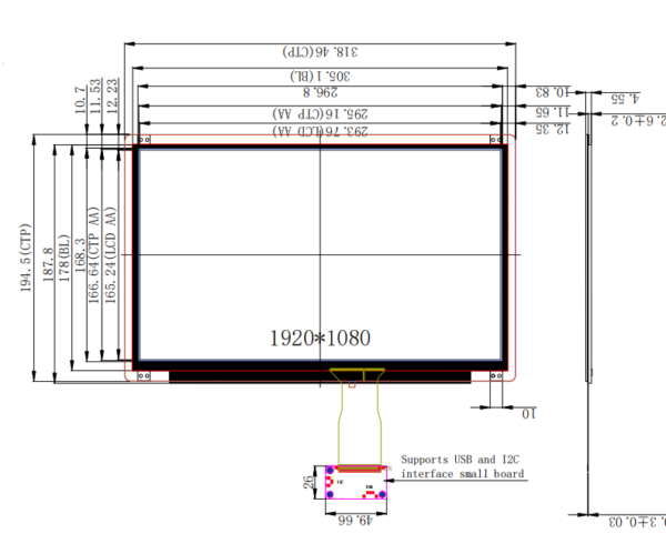 13.3inch 1920*1080 ips lcd module edp pad tablet tft lcd screen with touch panel