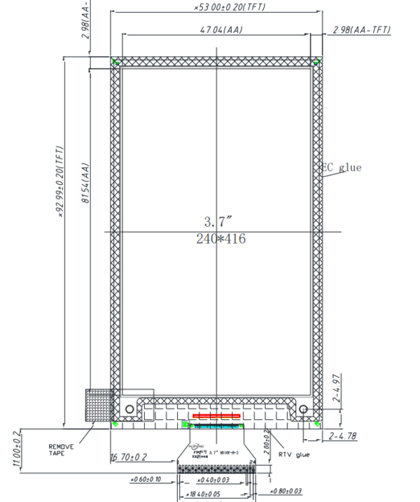 epaper 3.7inch epd eink display electronic lable display 240*416 ultra low power consumption