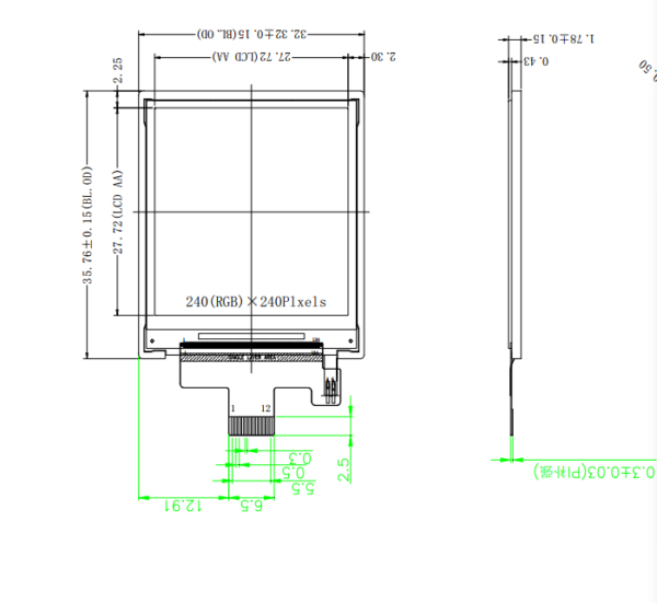 1.54inch 240*240 tft lcd display st7789v wearable device spi 4w lcd screen panel