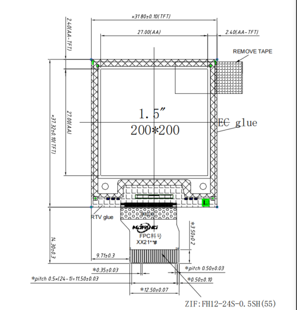 epaper 1.5inch edp white black electronic lable display 200*200 ultra low power consumption